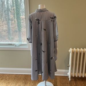 Navy stripe hi low blouse